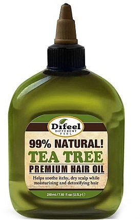 	Naturalny olejek do włosów z olejkiem z drzewa herbacianego - Difeel 99% Natural Tea Tree Premium Hair Oil — Zdjęcie N1