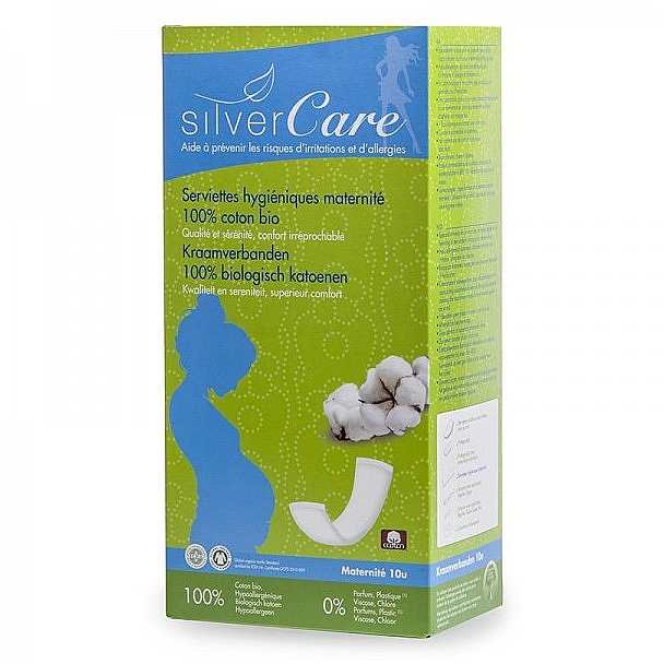Podpaski higieniczne dla kobiet w ciąży, 10szt - Silver Care Cotton Squares — Zdjęcie N1