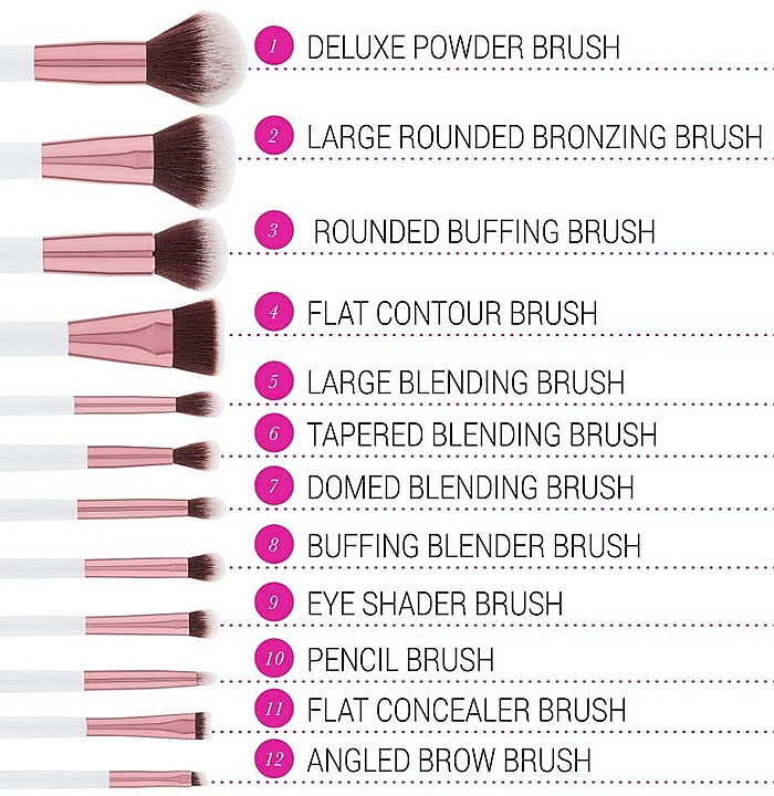 Zestaw pędzli do makijażu, 12 szt. + kosmetyczka - BH Cosmetics Crystal Quartz Set of 11 Brushes + Bag — Zdjęcie N4