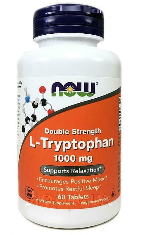 Suplement diety L-Tryptofan 1000 mg podwójnej mocy - Now Foods — Zdjęcie N1