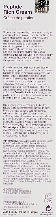 Odżywczy krem do twarzy ​​z peptydami - Purles Derma Solution 123 Peptide Rich Cream — Zdjęcie N3