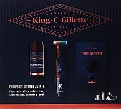 Zestaw - Gillette King C. Gillette Perfect Stubble Kit (moisturizer/100ml + trimmer/1pc + towel/1pc)  — Zdjęcie N1