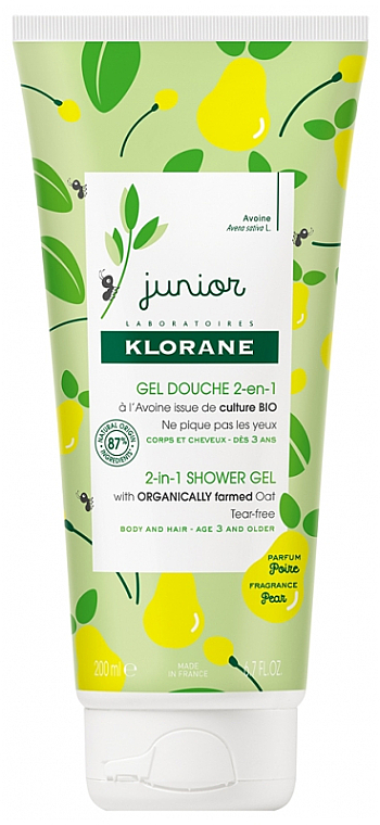 Żel pod prysznic dla dzieci - Klorane Junior 2in1 Shower Gel Pear Body and Hair — Zdjęcie N1