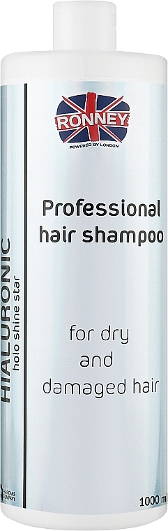 Nawilżający szampon z kwasem hialuronowym do włosów suchych i zniszczonych - Ronney Professional Holo Shine Star Hialuronic Shampoo — Zdjęcie N1
