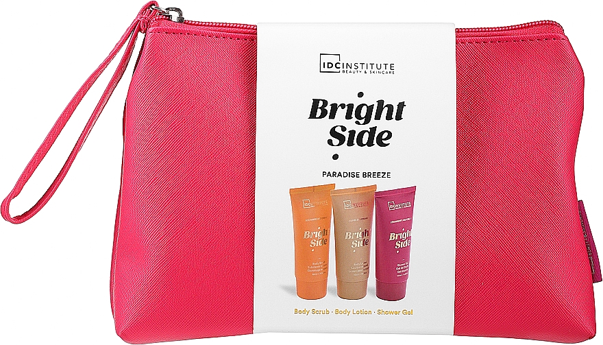 Zestaw - IDC Institute Bright Side Bath Gift Set (b/wash/100ml + b/scrub/100ml + b/lot/100ml + bag/1pcs) — Zdjęcie N1