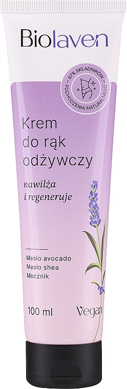 Odżywczy krem do rąk Olej z pestek winogron i olejek lawendowy - Biolaven Hand Cream