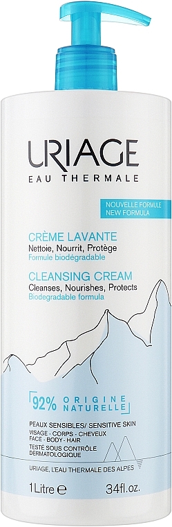Odżywczy krem oczyszczający bez mydła do skóry wrażliwej - Uriage Crème Lavante Nourishing And Cleansing Cream