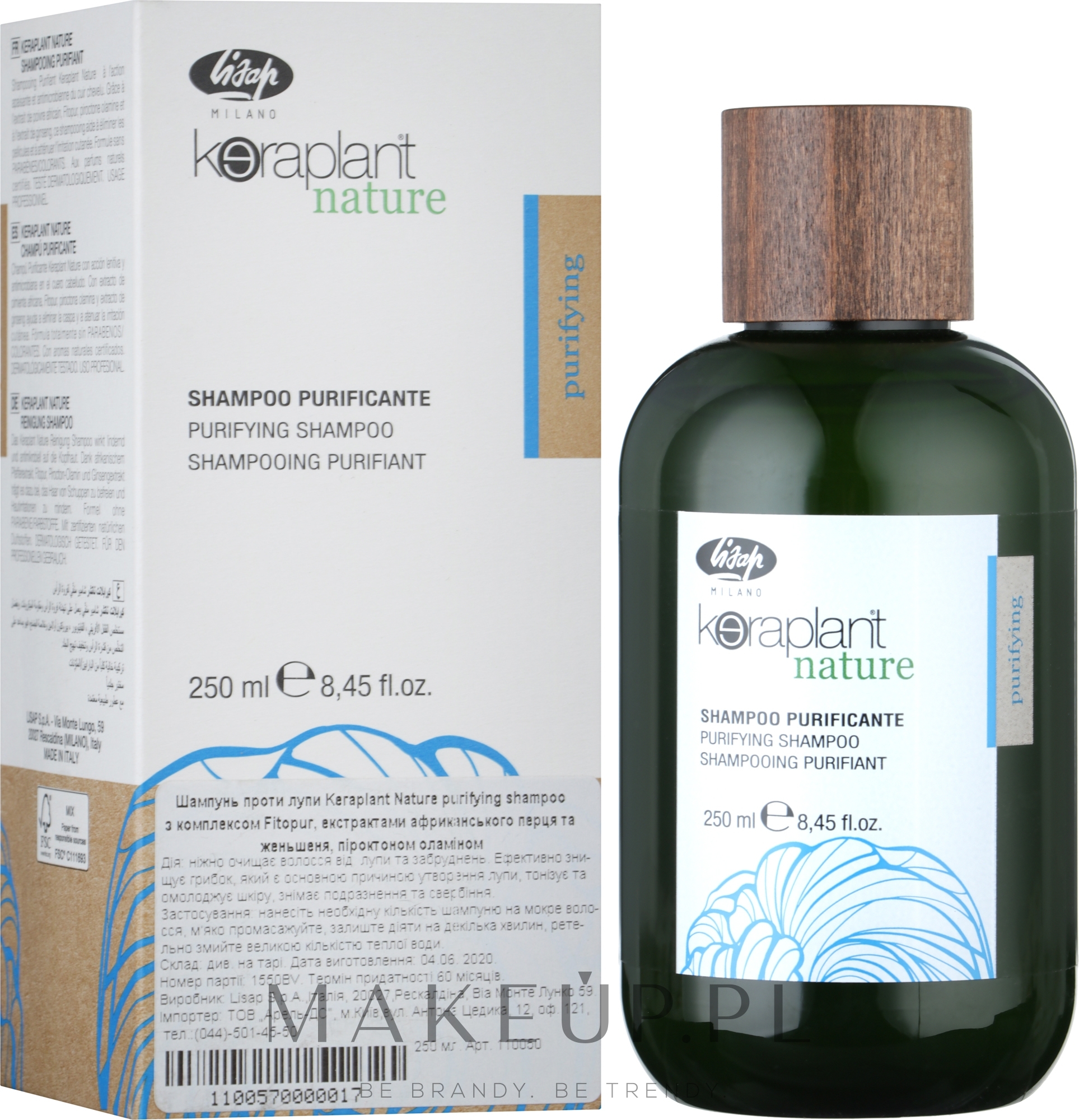 Szampon przeciwłupieżowy - Lisap Keraplant Nature Purifying shampoo — Zdjęcie 250 ml