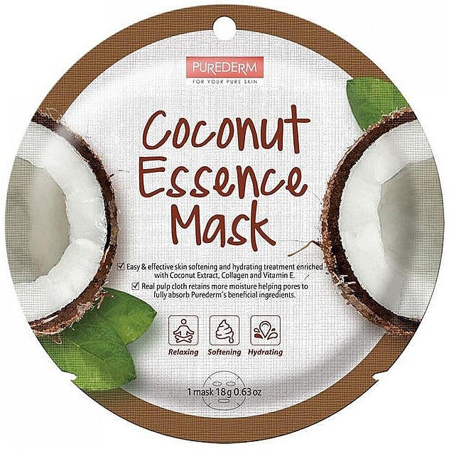 Maseczka do twarzy w płachcie z ekstraktem z kokosa - Purederm Coconut Essence Mask — Zdjęcie N1
