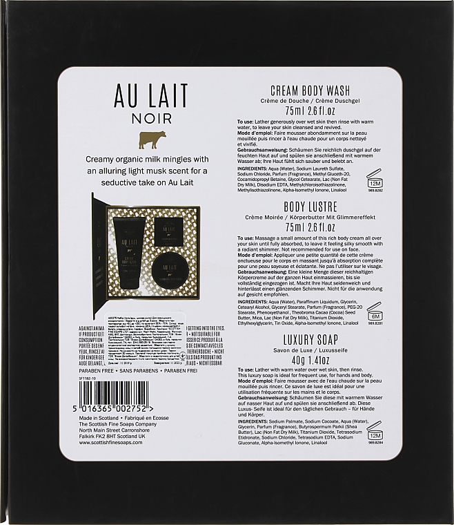Zestaw - Scottish Fine Soaps Au Lait Noir (sh/gel/75ml + b/cr/75ml + soap/40g) — Zdjęcie N6