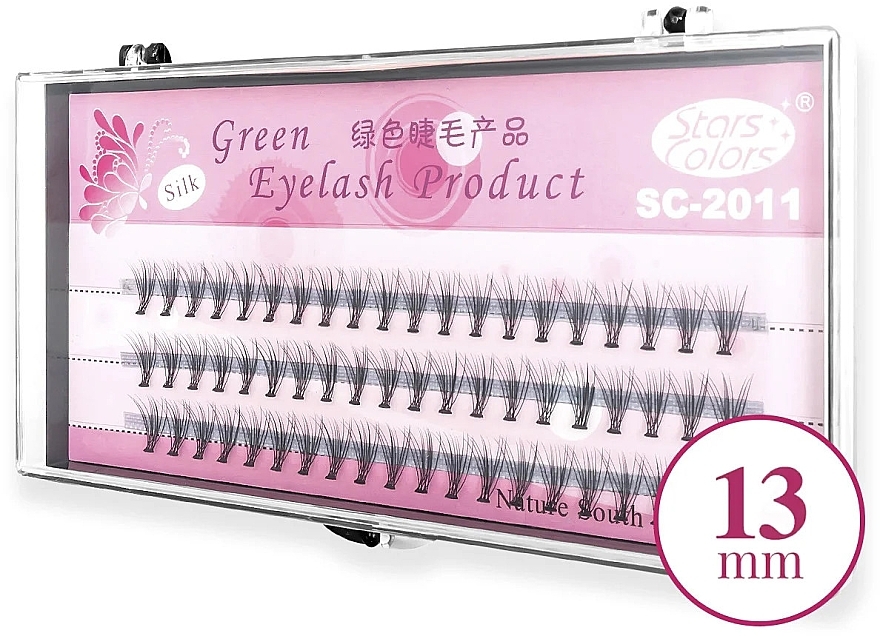 Sztuczne rzęsy, C, 13 mm - Clavier Pink Silk Green Eyelash — Zdjęcie N1