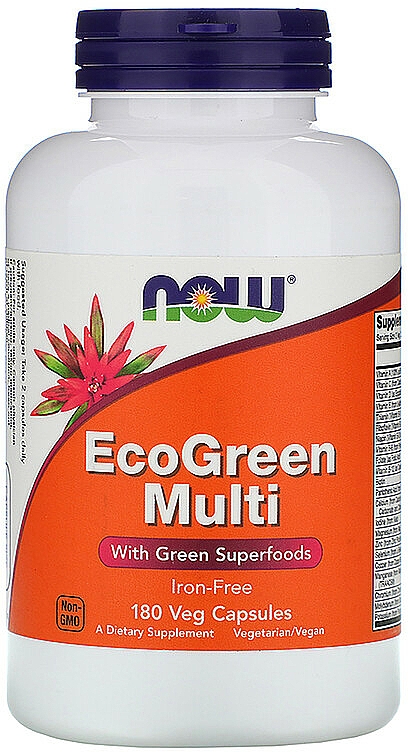 Kapsułki multiwitaminowe bez żelaza - Now Foods EcoGreen Multi Iron Free — Zdjęcie N1
