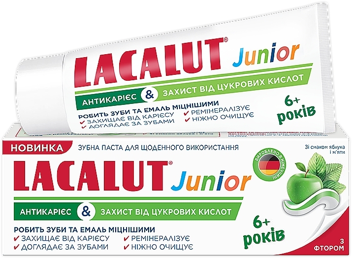 Pasta do zębów przeciw próchnicy i chroniąca przed kwasami cukrowymi - Lacalut Junior — Zdjęcie N1