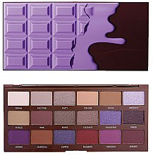 Paleta cieni do powiek, 18 odcieni - I Heart Revolution Eyeshadow Palette Violet Chocolate  — Zdjęcie N1