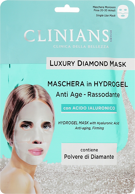 Hydrożelowa maska ​​przeciwstarzeniowa do twarzy - Clinians Luxury Diamond Mask Maschera in Hydrogel Anti Age — Zdjęcie N1