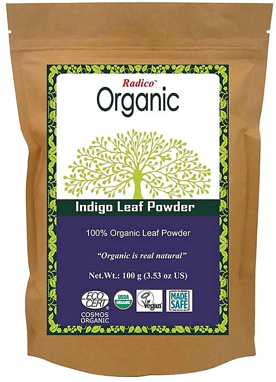 Organiczny proszek indygo do włosów - Radico Organic Indigo Leaf Powder — Zdjęcie N1