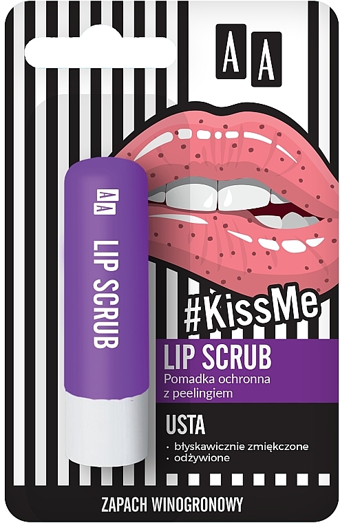 Pomadka ochronna z peelingiem do ust Winogrono - AA #KissMe Lip Scrub