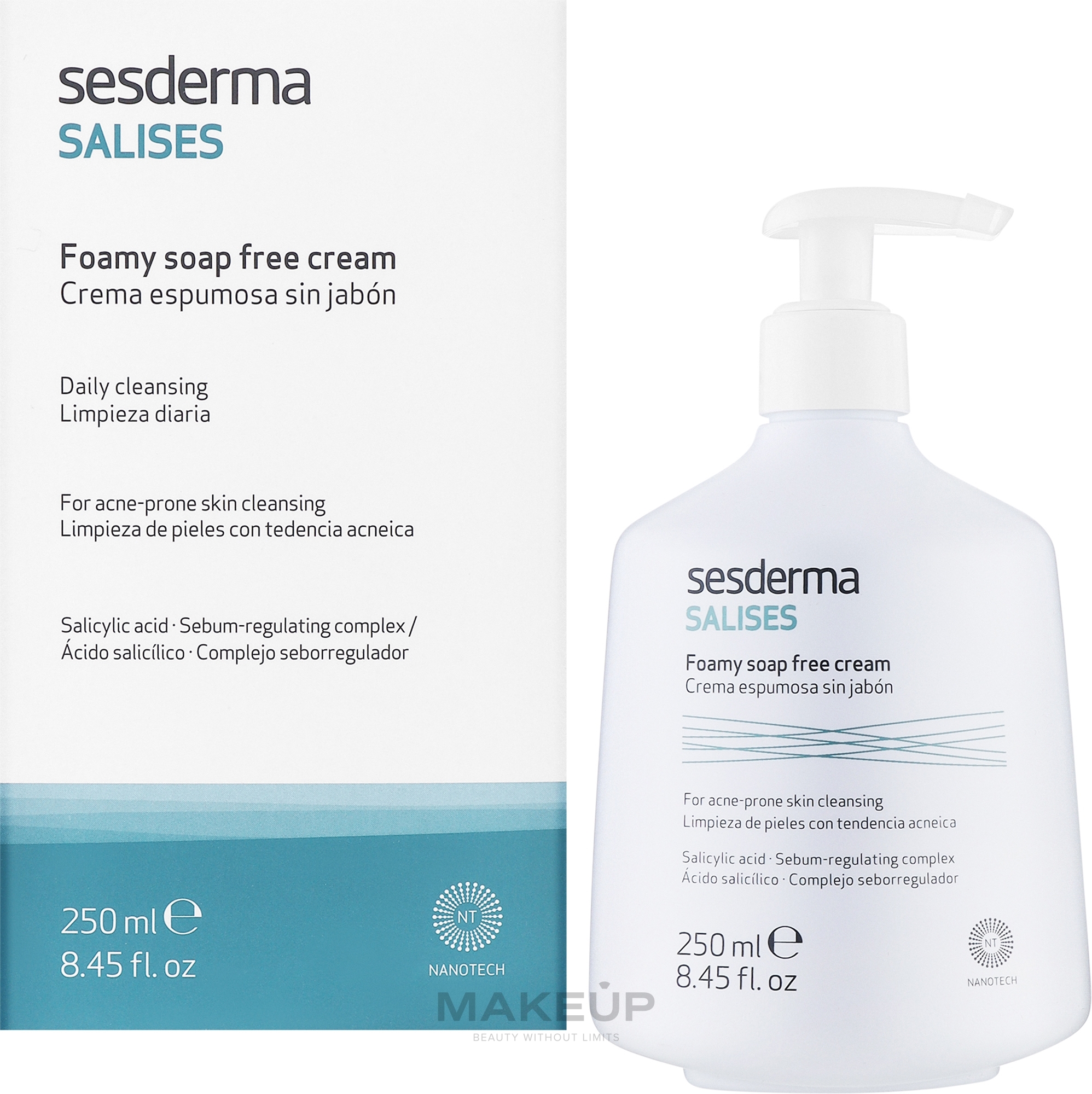 Oczyszczająca pianka do twarzy i ciała - SesDerma Laboratories Salises Foamy Soap-Free Cream — Zdjęcie 250 ml