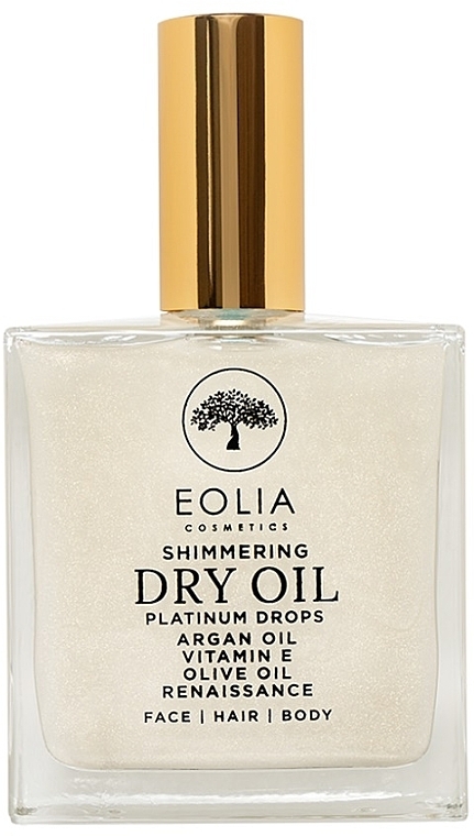 Suchy olejek do twarzy, ciała i włosów - Eolia Shimmering Dry Oil Renaissance Platinum Drops — Zdjęcie N1