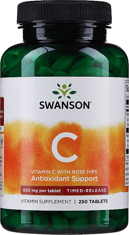 Witamina C o przedłużonym uwalnianiu z dodatkiem dzikiej róży - Swanson Timed-Release Vitamin C with Rose Hips — Zdjęcie N1