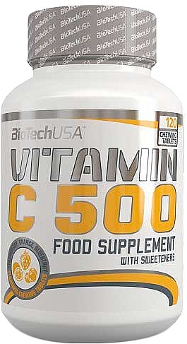 Suplement diety Czysta witamina C - BioTechUSA Vitamin C 500 Food Supplement — Zdjęcie N1