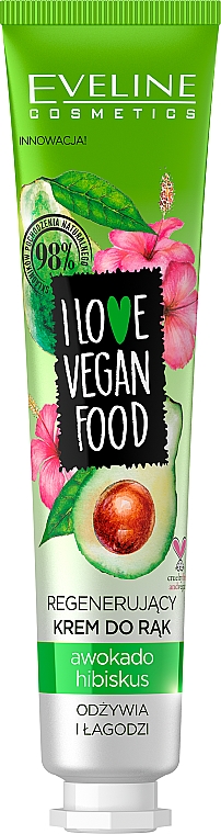 Regenerujący krem do rąk Awokado i hibiskus - Eveline Cosmetics I Love Vegan Food 