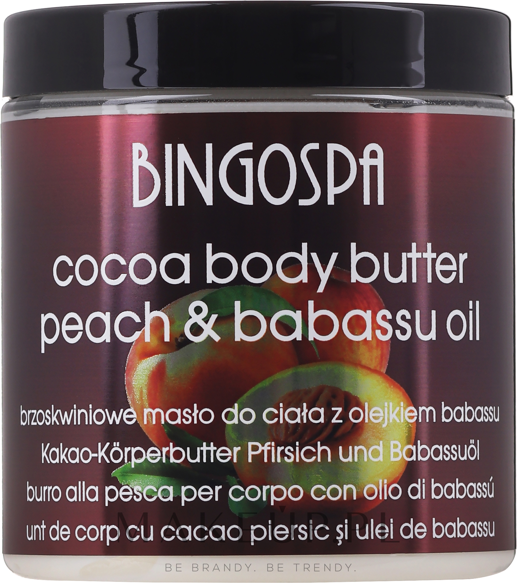 Masło kakaowe z brzoskwinią i olejem babassu do ciała - BingoSpa Cocoa Butter With Peach And Babassu Oil Body — Zdjęcie 250 g