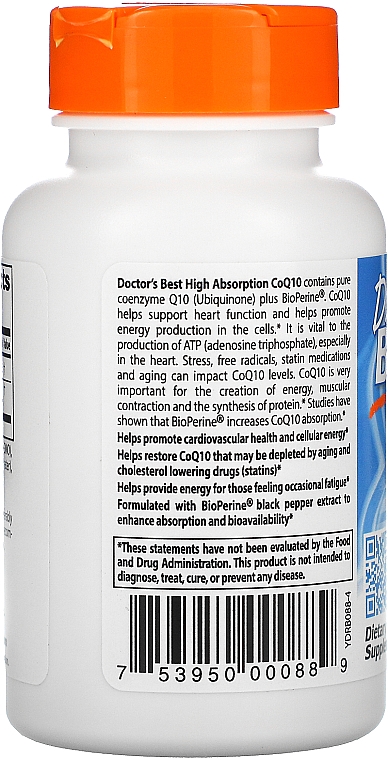 Koenzym Q10 o wysokiej absorpcji z Piperyną 100 mg, Kapsułki żelatynowe - Doctor's Best — Zdjęcie N3
