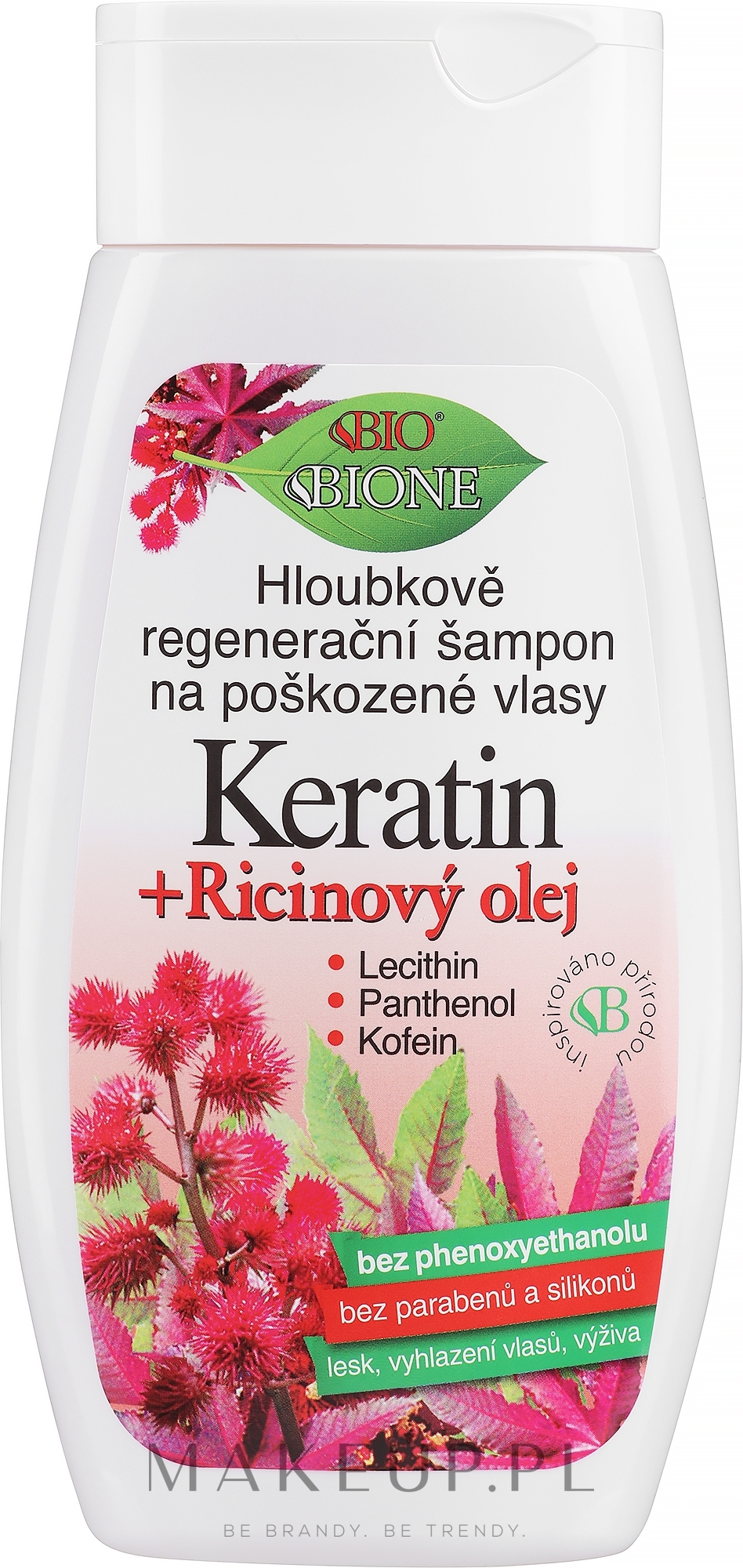 Regenerujący szampon do włosów zniszczonych - Bione Cosmetics Keratin + Castor Oil — Zdjęcie 260 ml