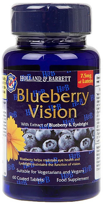 Ekstrakt z borówki w tabletkach - Holland & Barrett Blueberry Vision — Zdjęcie N1