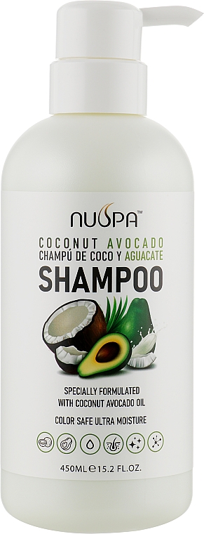 Szampon do włosów bez siarczanów z kokosem i awokado - Clever Hair Cosmetics Nuspa Coconut Avocado Shampoo — Zdjęcie N1