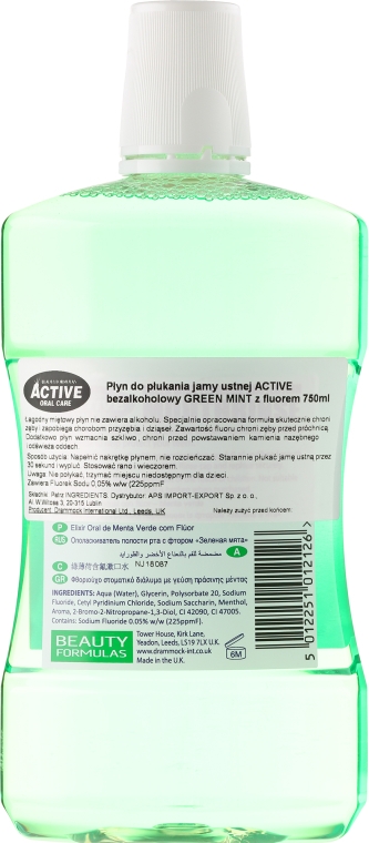 Płyn do płukania jamy ustnej - Beauty Formulas Active Oral Care Mouthrinse Green Mint — Zdjęcie N2