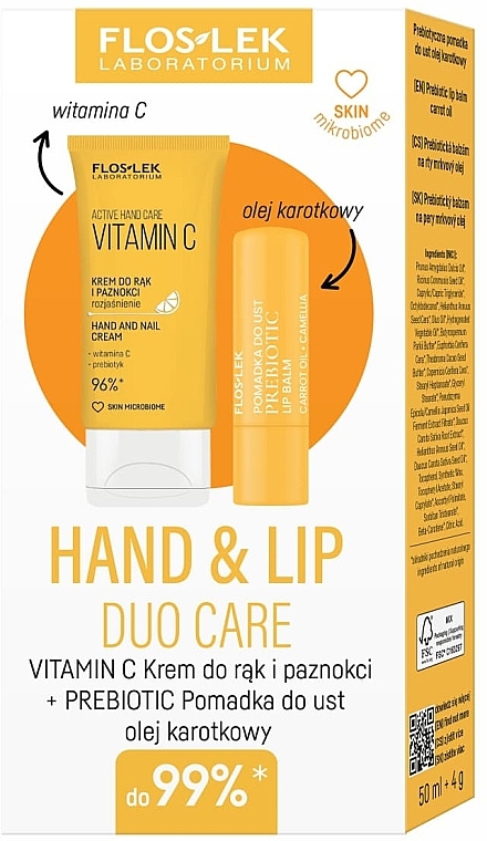 Zestaw - Floslek Hand & Lip Duo Care Vitamin C (h/cr/50ml + lip/balm/4g) — Zdjęcie N1