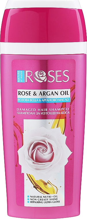 Szampon do włosów zniszczonych Woda różana i olej arganowy - Nature of Agiva Roses Rose & Argan Oil Damaged Hair Shampoo — Zdjęcie N2