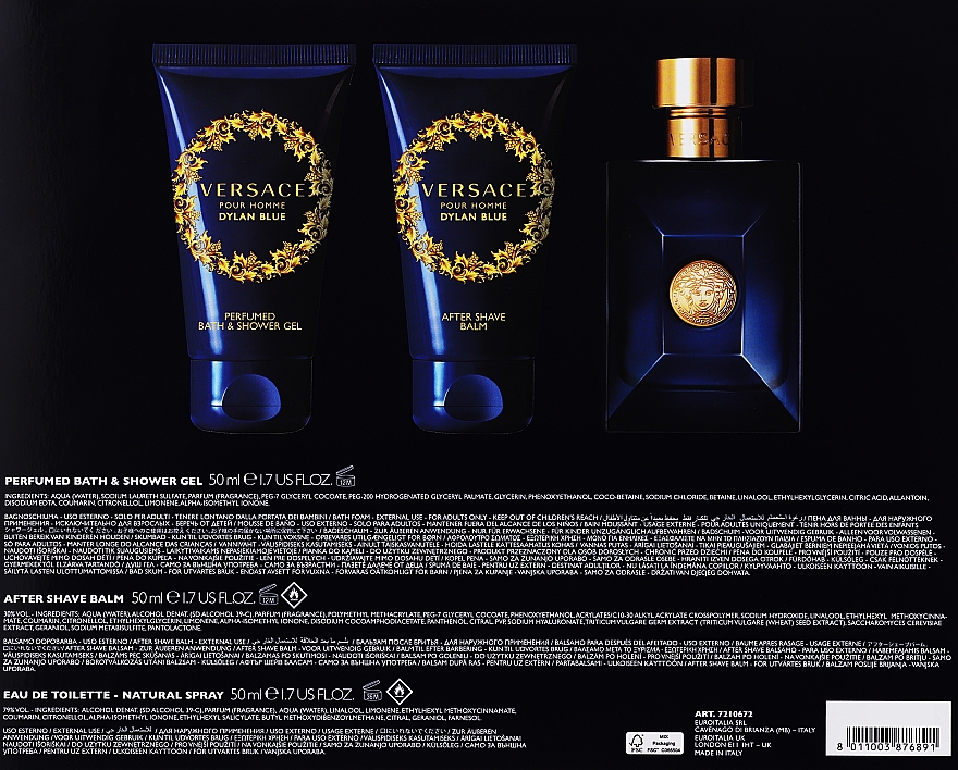 Versace Dylan Blue Pour Homme Gift Box - Zestaw (sh/gel/50ml + aftershave balm/50ml + edt/50ml) — Zdjęcie N3