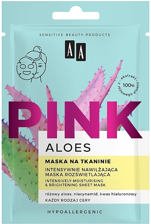 PREZENT! Nawilżająco-rozświetlająca maska ​​w płachcie - AA Aloes Pink Intensively Moisturising & Brightening Sheet Mask — Zdjęcie N1