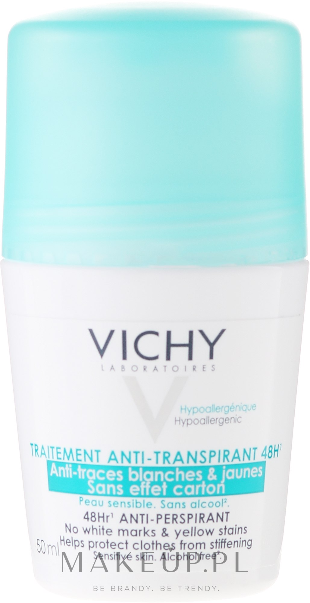 Antyperspirant w kulce przeciw śladom na ubraniach - Vichy Traitement Anti-Transpirant 48H — Zdjęcie 50 ml