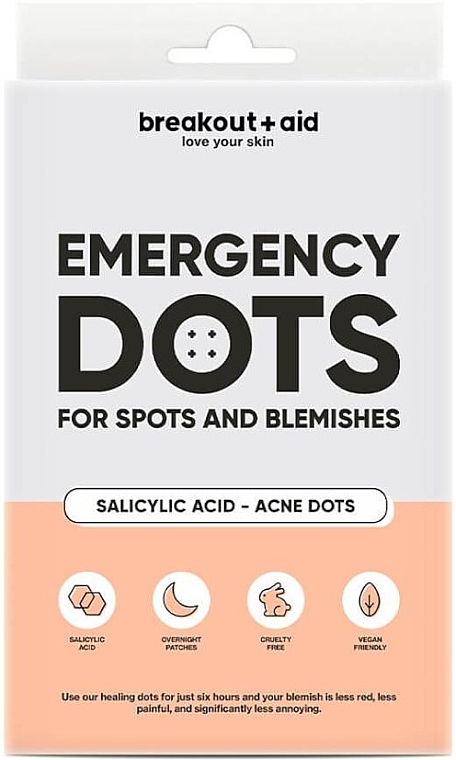 Plastry na trądzik z kwasem salicylowym - Breakout + Aid Emergency Dots For Spots And Blemishes With Salicylic Acid — Zdjęcie N1