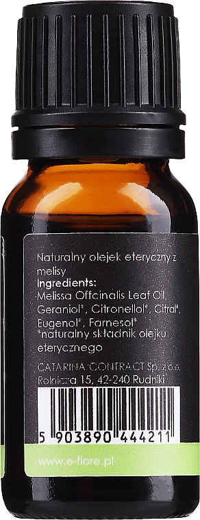 100% naturalny olejek melisowy - E-Fiore Melissa Natural Essential Oil — Zdjęcie N2