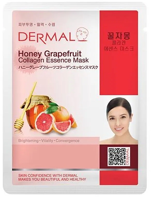 Kolagenowa maska ​​do twarzy w płachcie z miodem i grejpfrutem - Dermal Honey Grapefruit  Collagen Essence Mask  — Zdjęcie N1