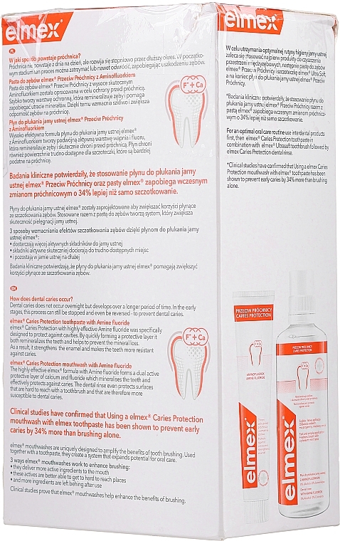 PRZECENA!  Zestaw - Elmex Mouthwash Carriers Protection (water 400 ml + toothpaste 75 ml) * — Zdjęcie N3