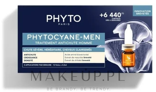 Ampułki przeciw wypadaniu włosów dla mężczyzn - Phyto Phytocyane Men Treatment — Zdjęcie 12 x 3.5 ml