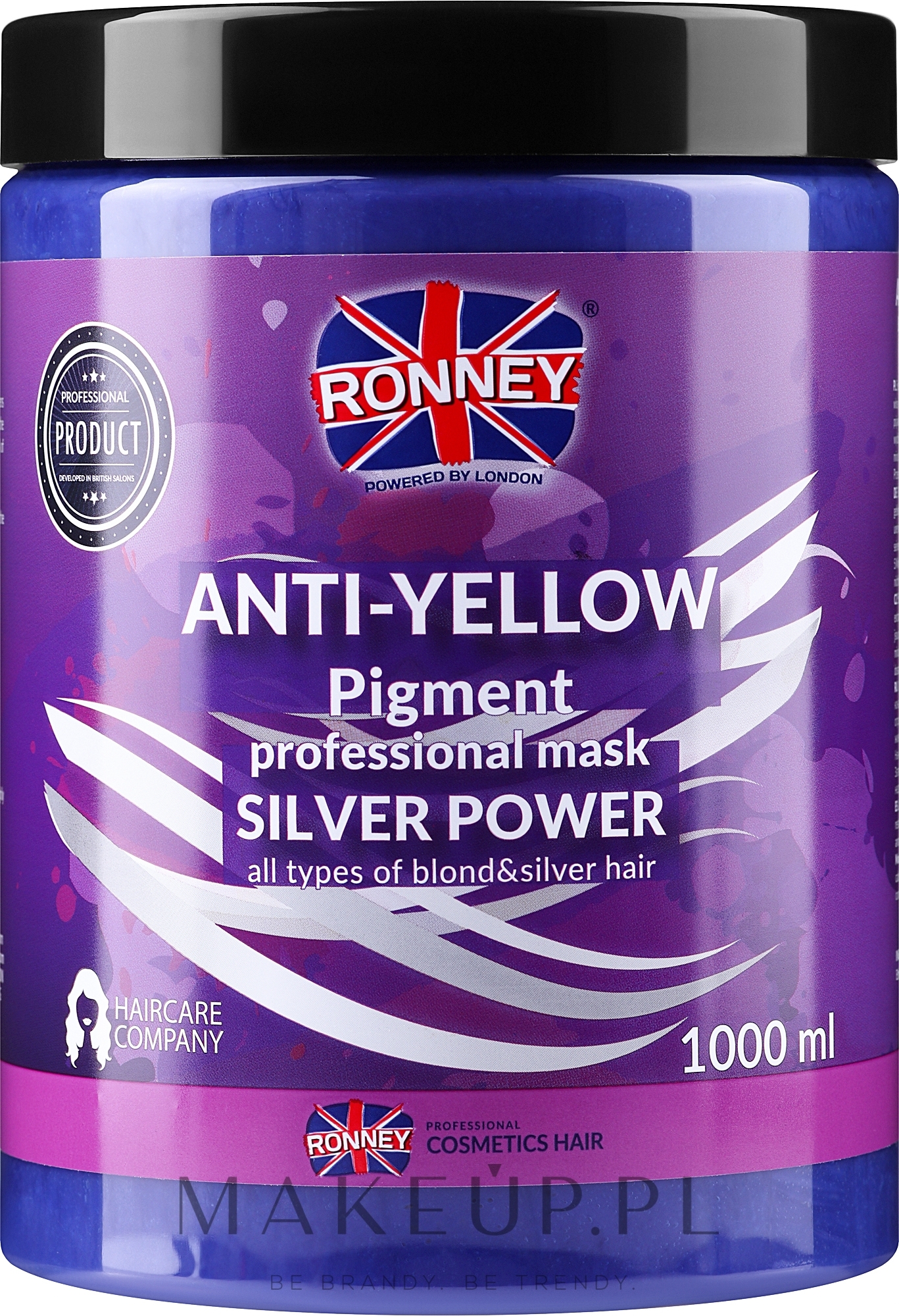Maska do włosów - Ronney Professional Anti-Yellow Pigment Silver Power Mask — Zdjęcie 1000 ml