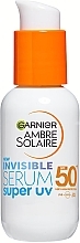 Serum do twarzy z filtrem przeciwsłonecznym - Garnier Ambre Solaire Invisible Serum Super UV SPF 50+ — Zdjęcie N1