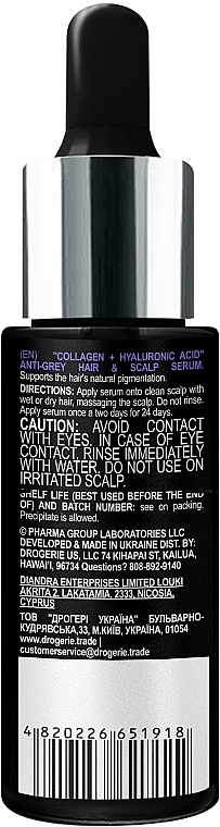 Serum przeciw siwieniu - Pharma Group Laboratories Collagen & Hyaluronic Acid Anti-Grey Hair & Scalp Serum — Zdjęcie N2