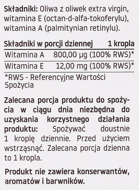 PRZECENA! Witaminy A + E-Vit w kroplach - Pharmovit Clean Label A+E-Vit Oil Active * — Zdjęcie N4