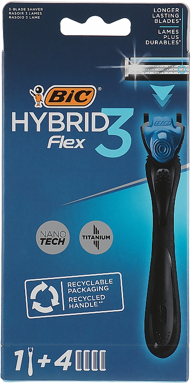 Maszynka do golenia z 4 wymiennymi ostrzami - Bic Flex 3 Hybrid  — Zdjęcie N1