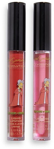 Zestaw do makijażu ust - Makeup Revolution The Simpsons Treehouse of Horror Lip Set Vampire Mr. Burns (lipgloss/3.2ml + lipstick/3.2ml) — Zdjęcie N2