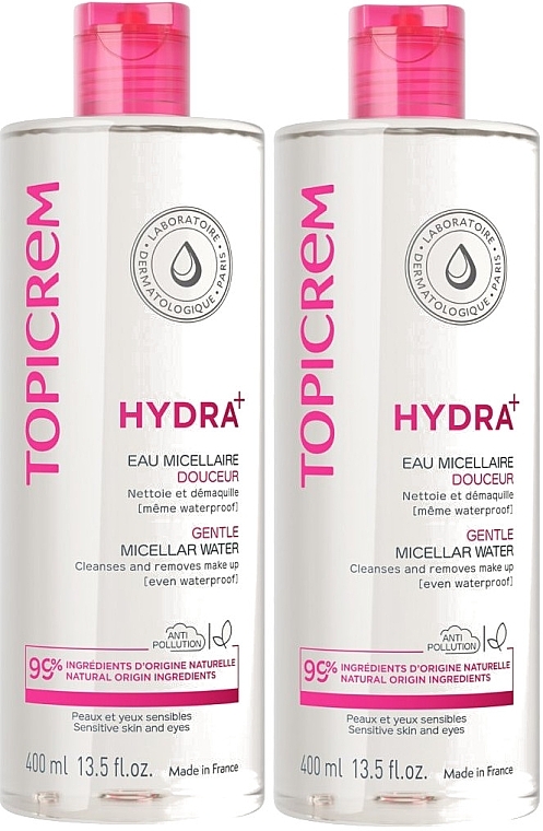 Zestaw dla mężczyzn - Topicrem Hydra+ Gentle Micellar Water Duo (micell/water/2x400ml) — Zdjęcie N1