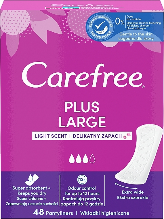 Codzienne podpaski higieniczne o lekkim zapachu, 48 szt. - Carefree Plus Large Light Scent — Zdjęcie N1